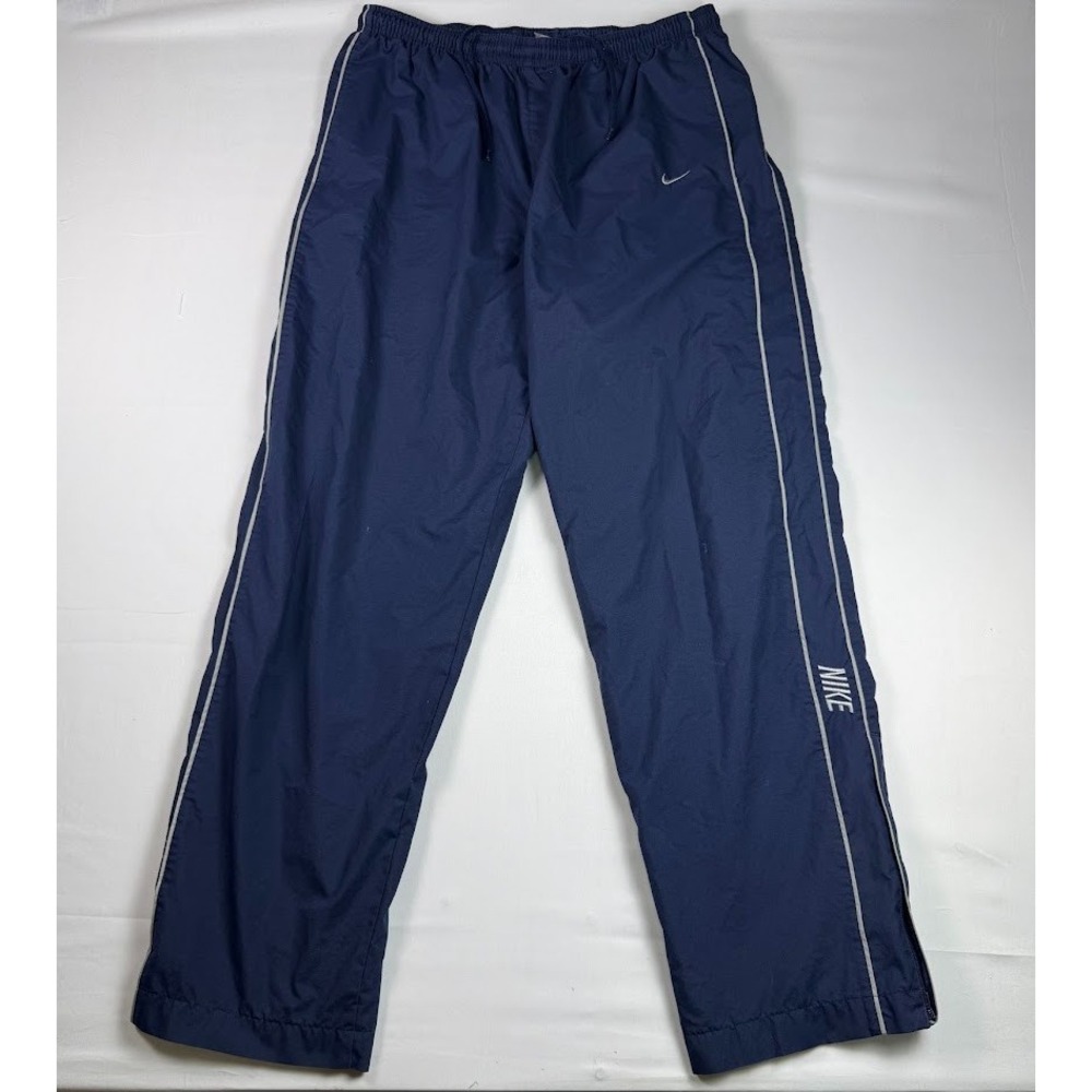Nike Windbreaker Track Pants Mens XL Blue Y2K Baggy Straight Lined 90s